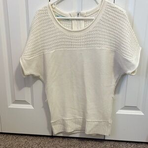 White Knit Short Sleeve Sweater